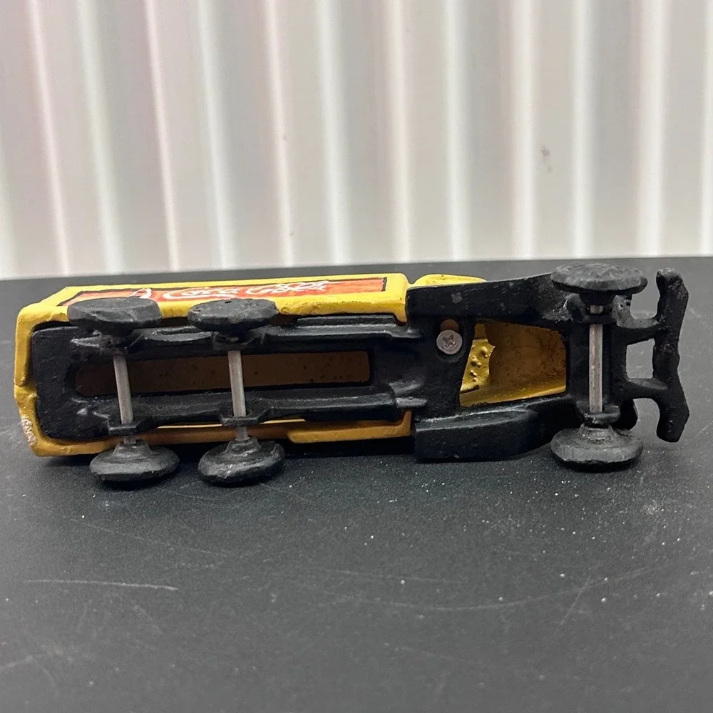 Vintage Coca-Cola Cast Iron Delivery Truck Yellow Black 7.5 Inch Antique Style
